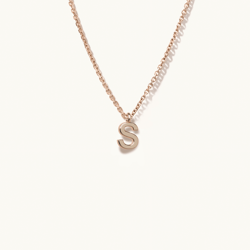 Jewellers District's Gold Initial Pendant Necklace: S in 14k Rose Gold