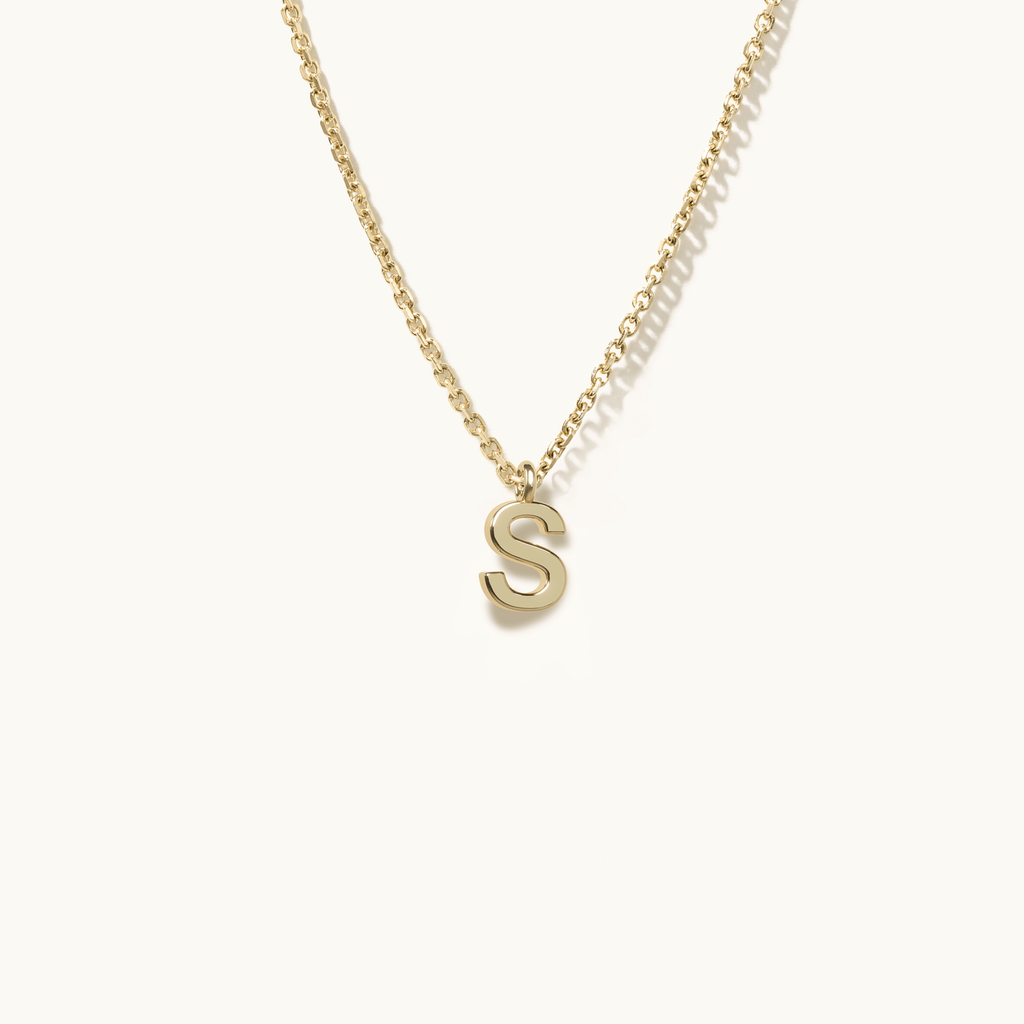 Jewellers District's Gold Initial Pendant Necklace: S in 14k Yellow Gold