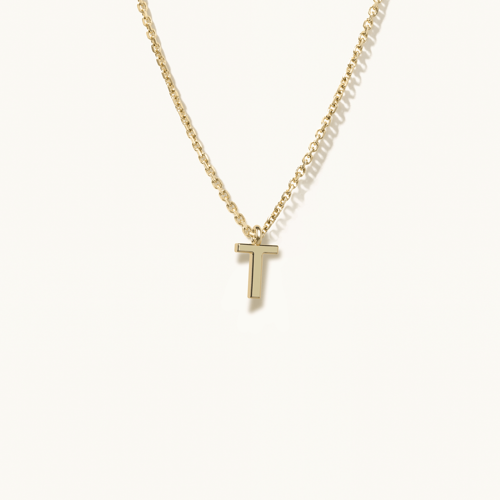 Jewellers District's Gold Initial Pendant Necklace: T in 14k Yellow Gold