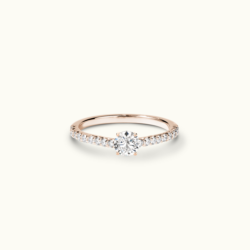 Jewellers District's Cathedral-Setting Diamond Engagement Ring with Diamond Prongs in 14k Rose Gold, Round