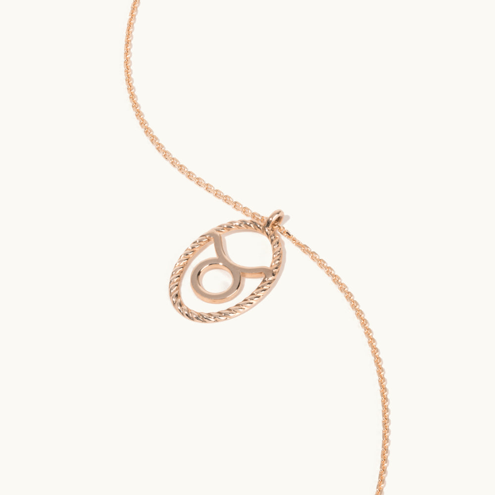 Jewellers District's Gold Zodiac Charm Necklace: Taurus in 14k Rose Gold