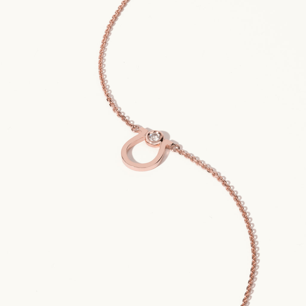 Jewellers District's Horseshoe Pendant Necklace with Accent Diamond in 14k Rose Gold #2