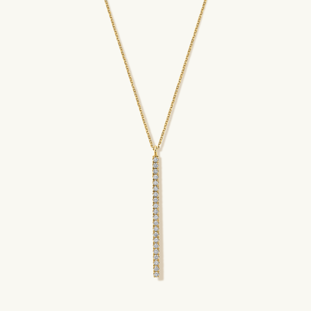 Face view of Jewellers District's Diamond Pavé Bar Necklace in 14k Yellow Gold