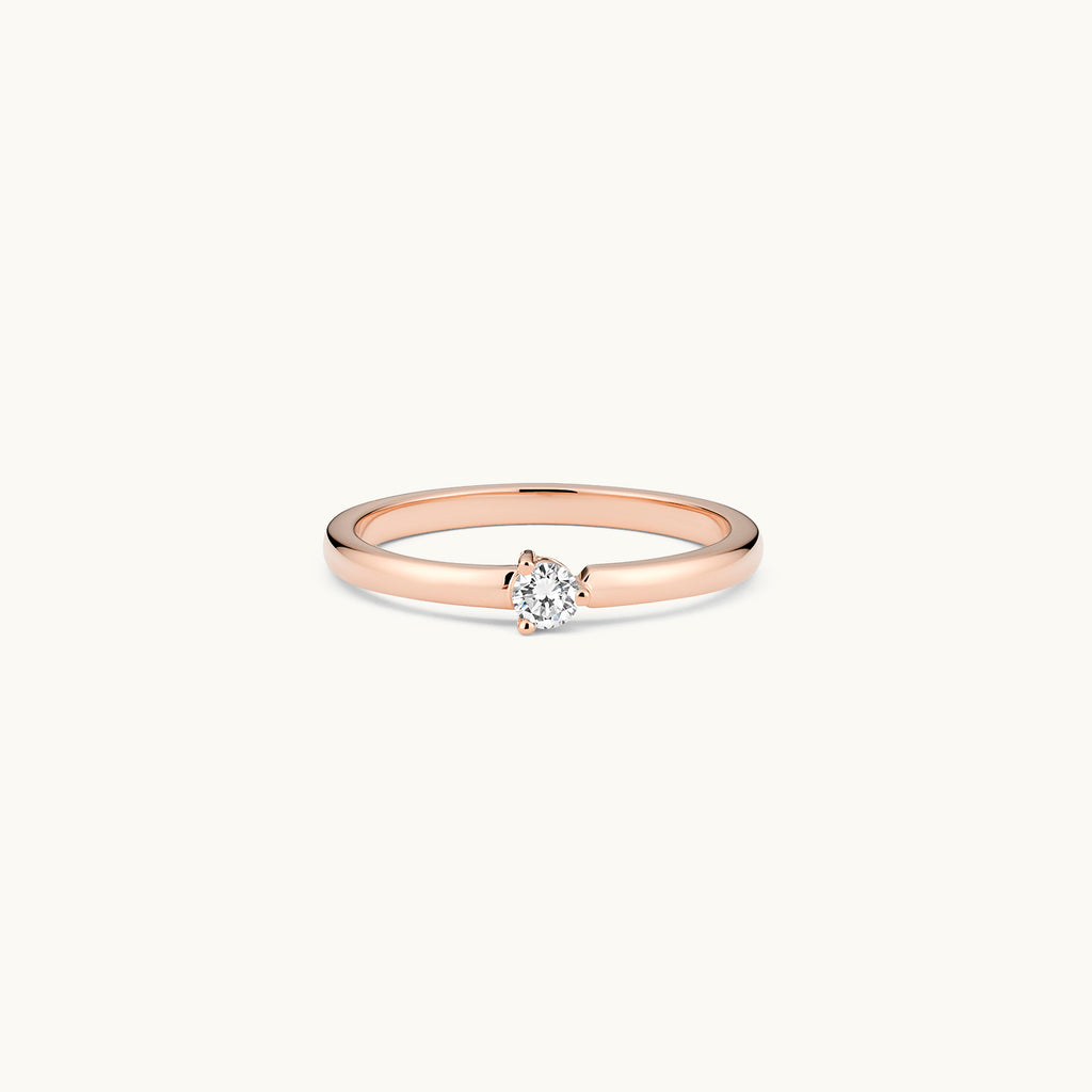 Face view of Jewellers District's Three Prongs Diamond Ring in 14k Rose Gold