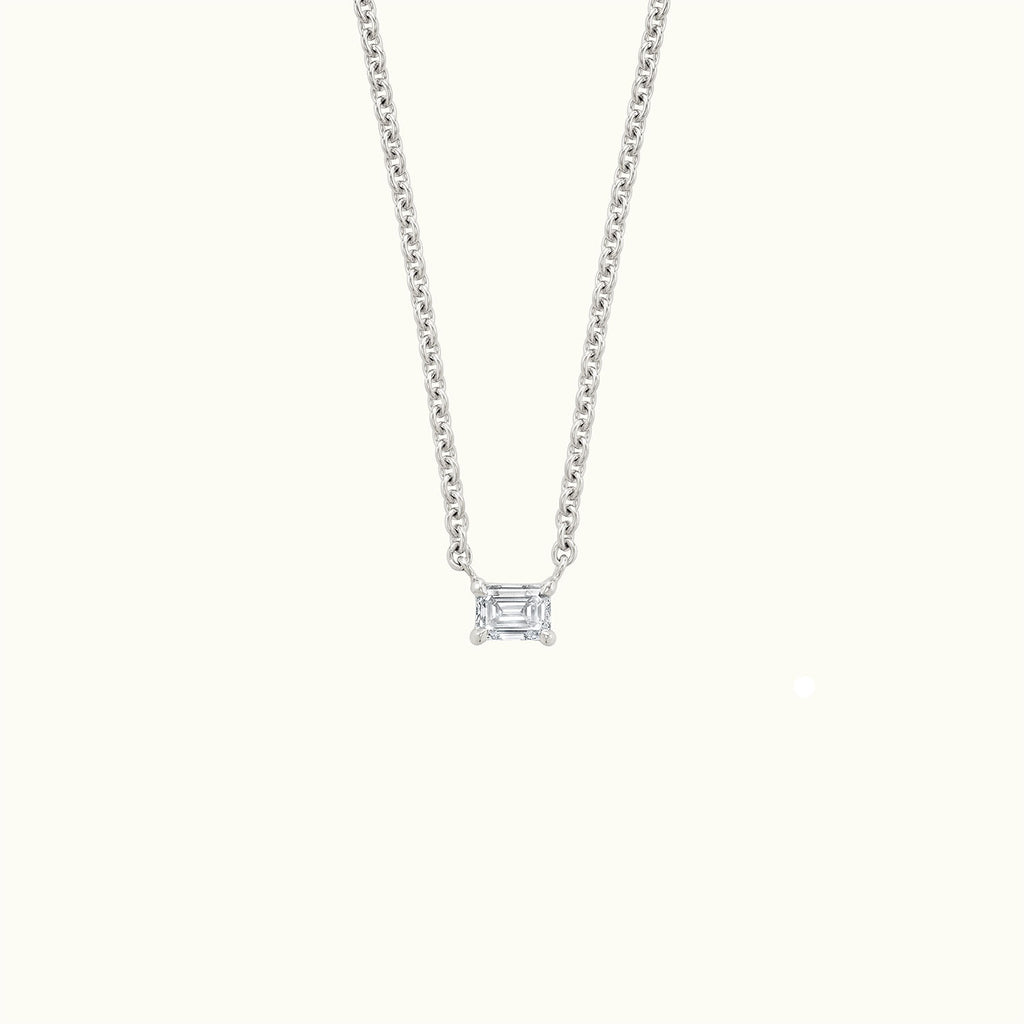 Jewellers District's Emerald Cut Diamond Pendant Necklace in 10k White Gold