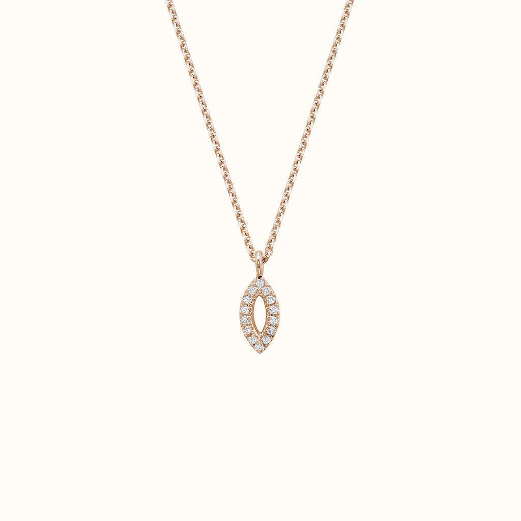 Jewellers District's Marquise Diamond Pavé Pendant Necklace in 10k Rose Gold