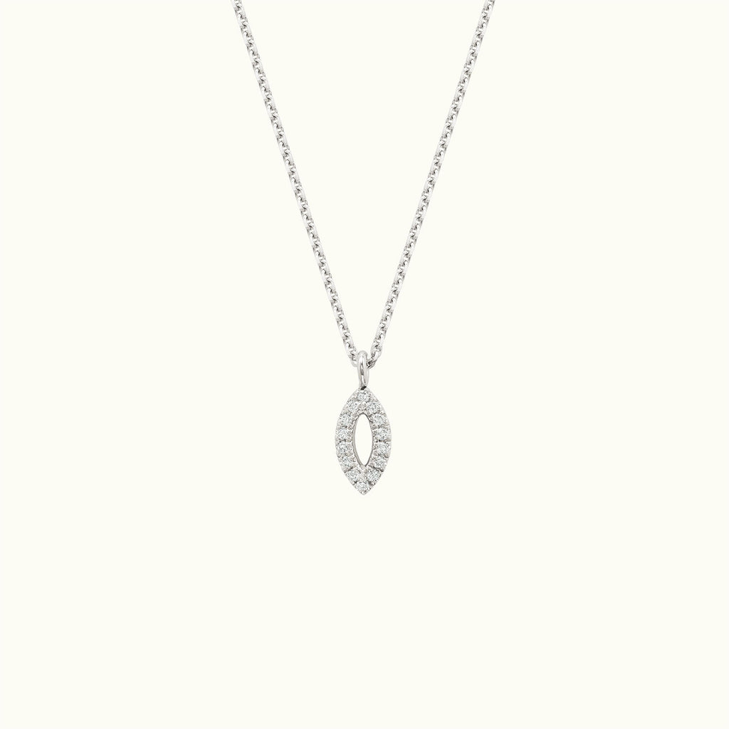 Jewellers District's Marquise Diamond Pavé Pendant Necklace in 10k White Gold