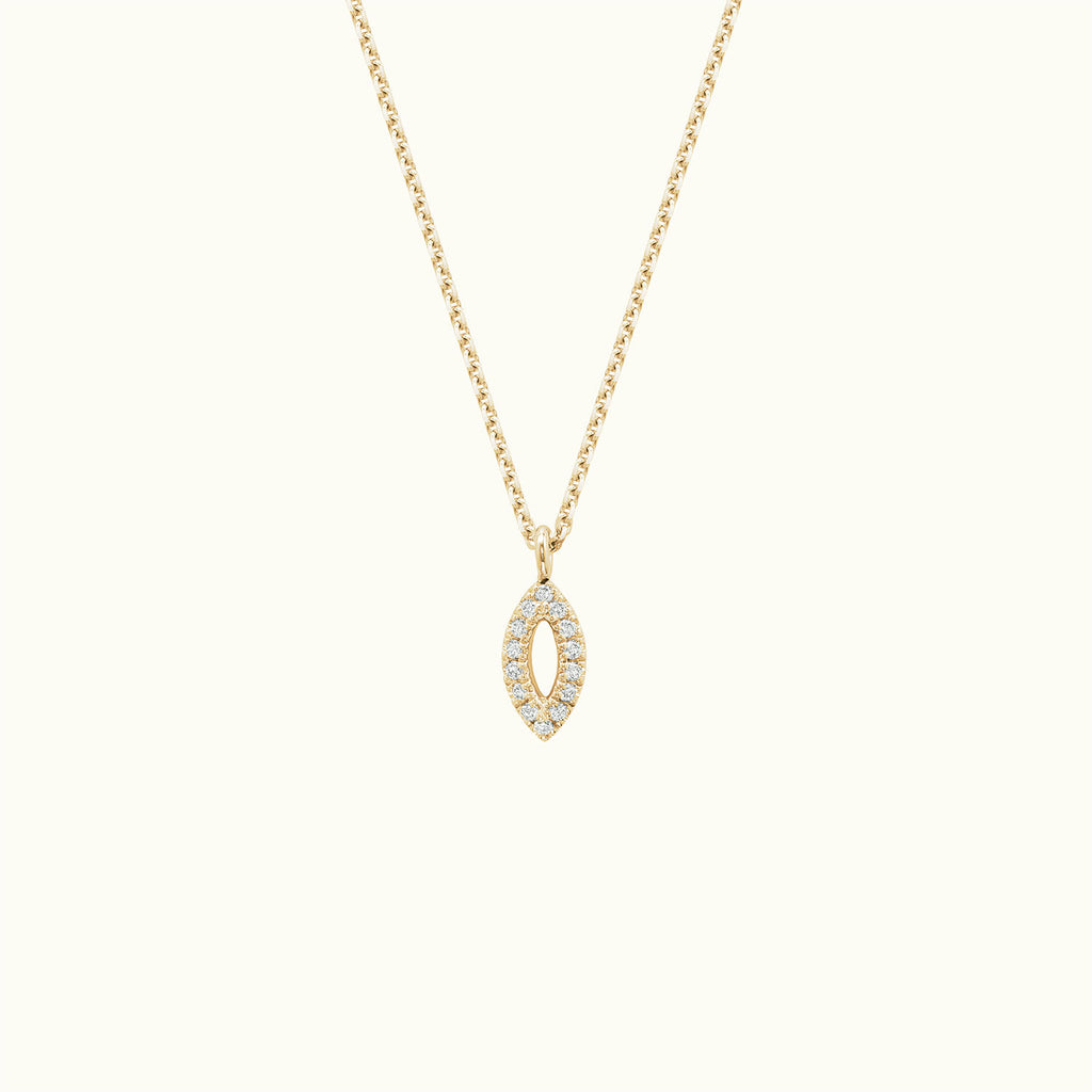 Jewellers District's Marquise Diamond Pavé Pendant Necklace in 10k Yellow Gold