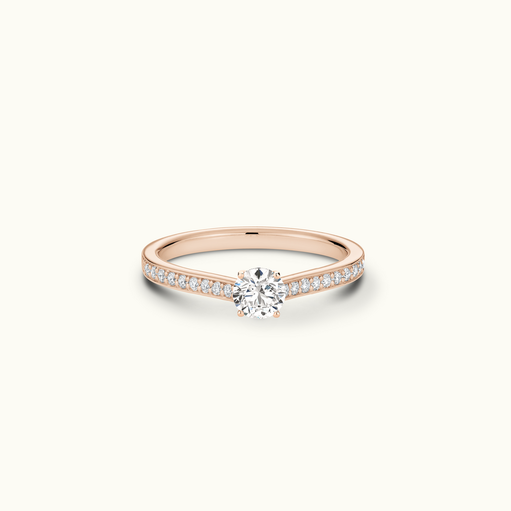 Jewellers District's Diamond Engagement Ring with Bright-Cut Pavé in 14k Rose Gold, Round