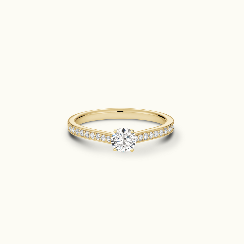 Jewellers District's Diamond Engagement Ring with Bright-Cut Pavé in 14k Yellow Gold, Round