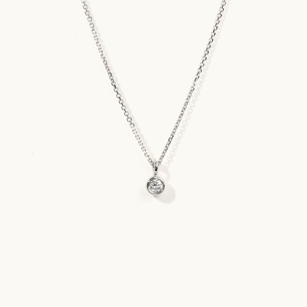 Jewellers District's Bezel-Set Solitaire Diamond Necklace in 10k White Gold