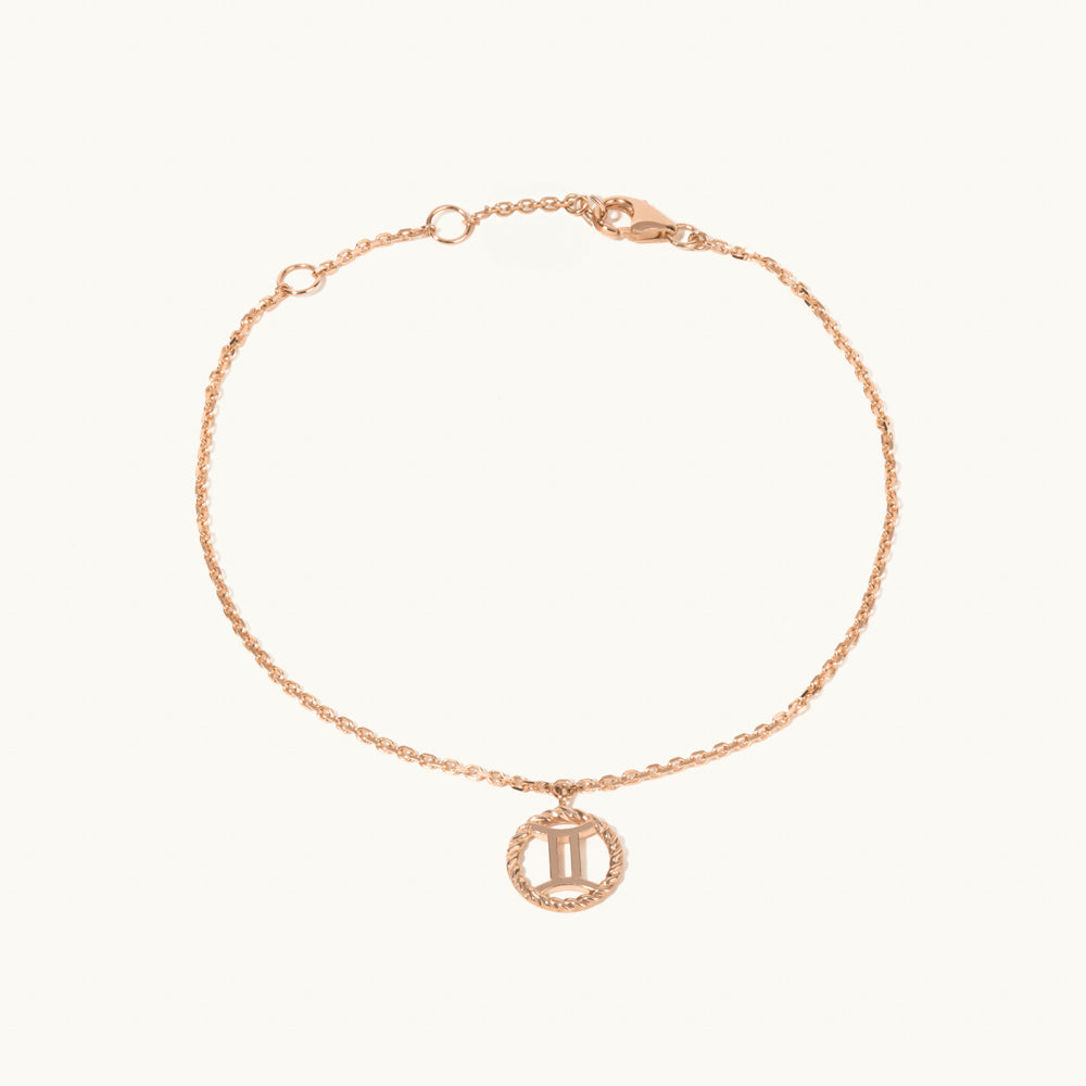 Jewellers District's Gold Zodiac Charm Bracelet: Gemini in 10k Rose Gold