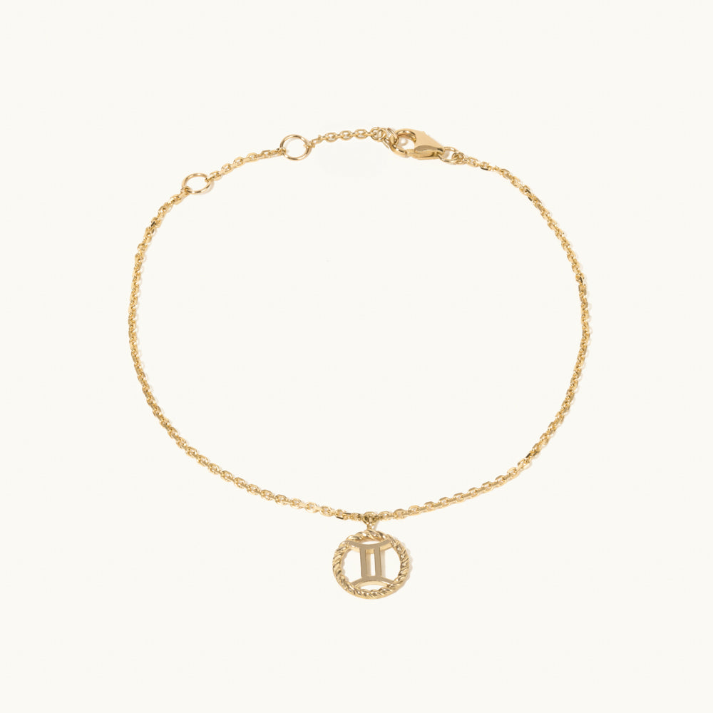 Jewellers District's Gold Zodiac Charm Bracelet: Gemini in 10k Yellow Gold