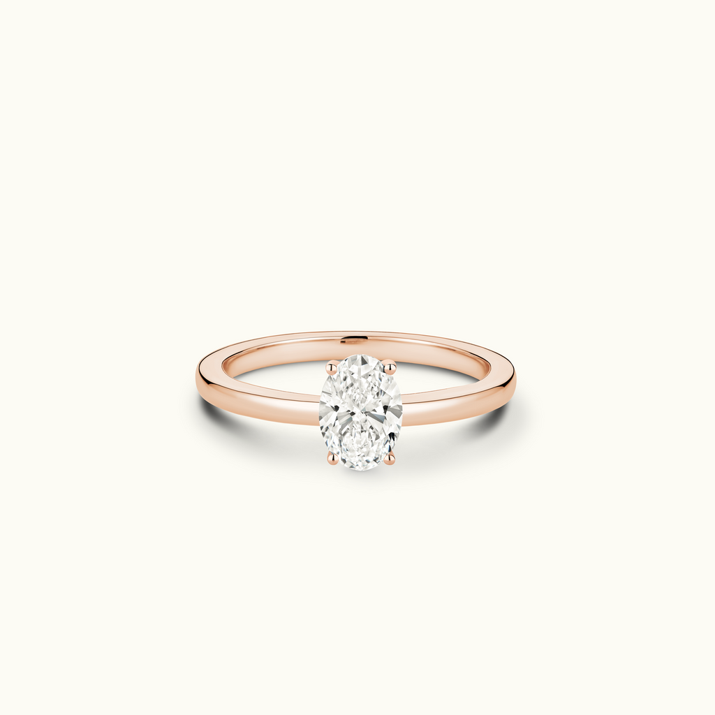 Jewellers District's Diamond Engagement Ring with Signature Knot-Basket and Diamond Prongs in 14k Rose Gold, Oval