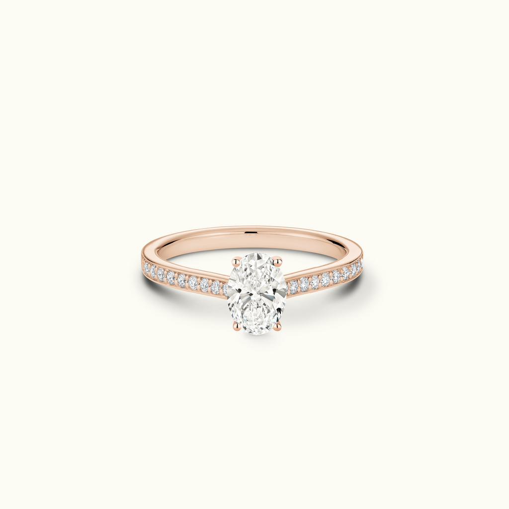 Jewellers District's Diamond Engagement Ring with Bright-Cut Pavé in 14k Rose Gold, Oval