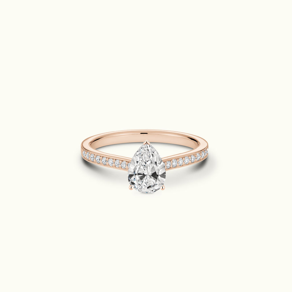 Jewellers District's Diamond Engagement Ring with Bright-Cut Pavé in 14k Rose Gold, Pear