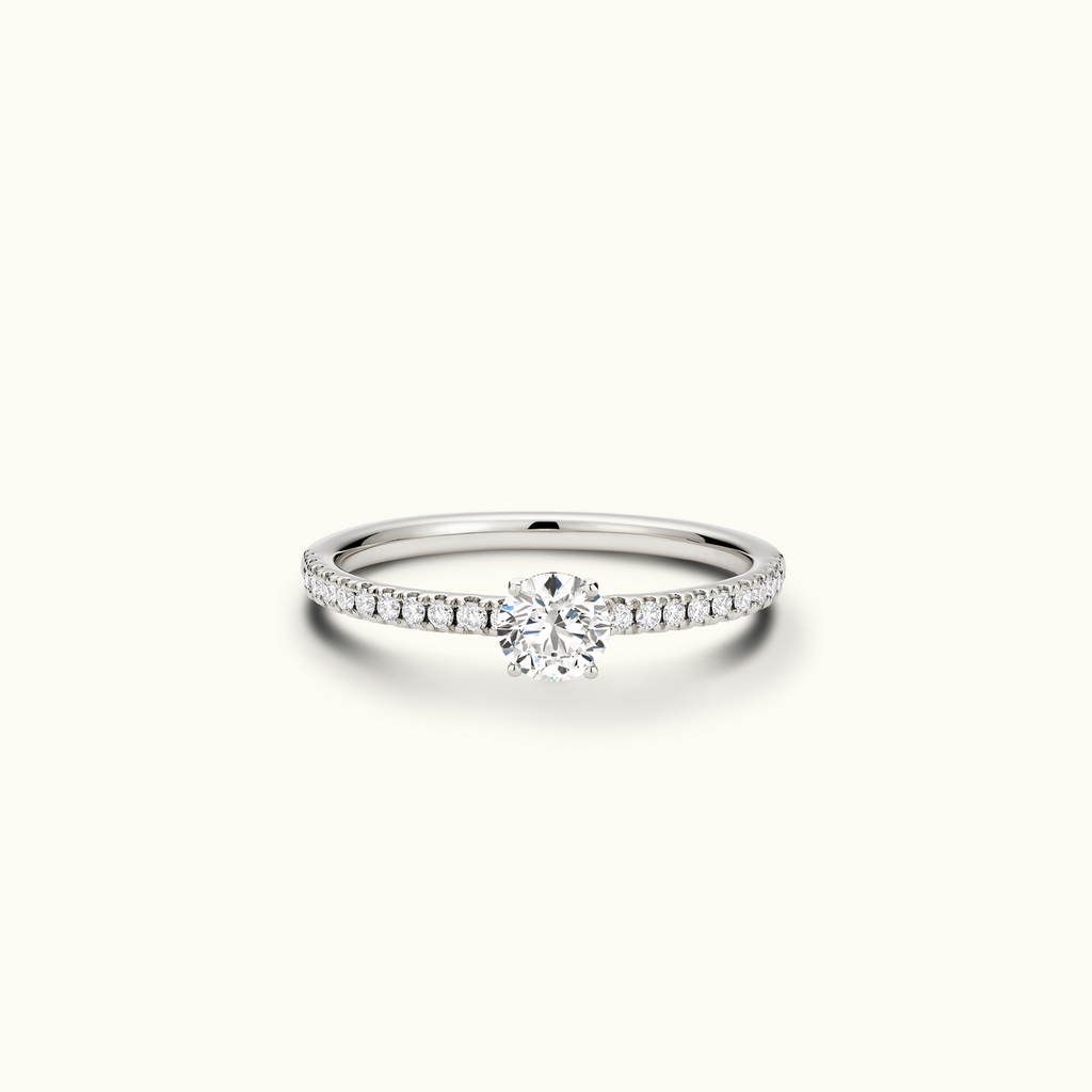 Jewellers District's Diamond Engagement Ring with Signature Knot-Basket in 14k White Gold, Round