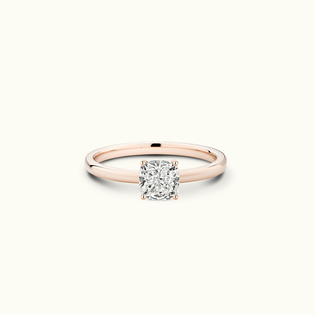 Jewellers District's Diamond Engagement Ring with Signature Knot-Basket and Accent Diamonds in 14k Rose Gold, Cushion