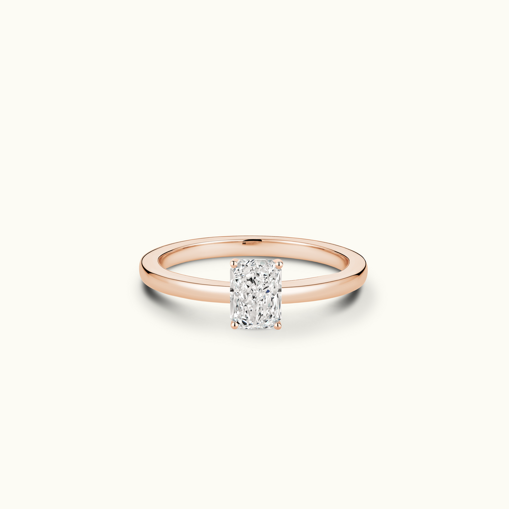 Jewellers District's Diamond Engagement Ring with Signature Knot-Basket and Diamond Prongs in 14k Rose Gold, Radiant