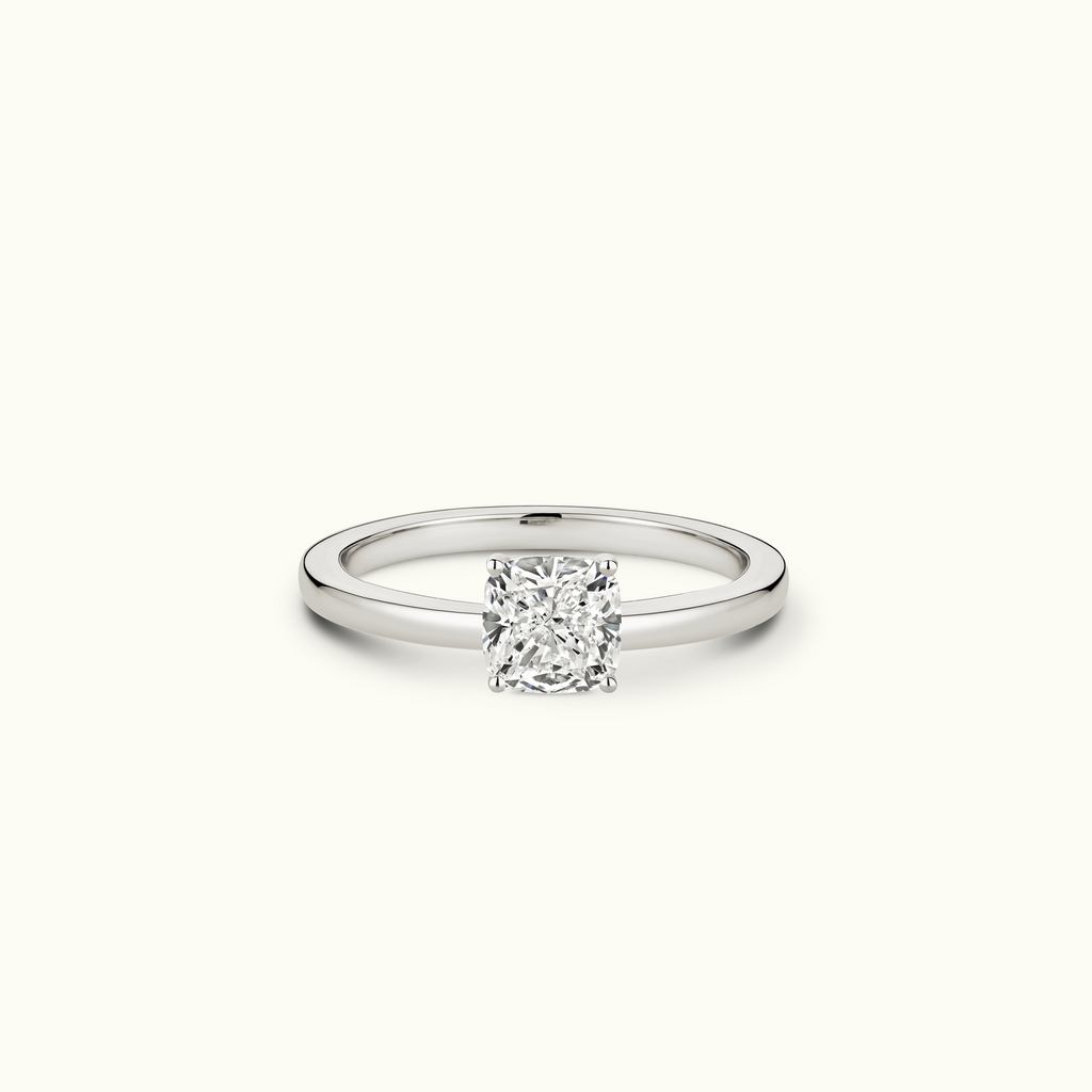 Jewellers District's Diamond Engagement Ring with Signature Knot-Basket and Diamond Prongs in 14k White Gold, Cushion