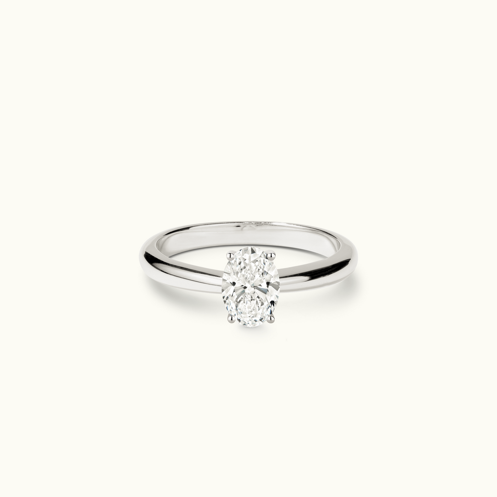 Jewellers District's Diamond Engagement Ring with Tapered Band in 14k White Gold, Oval