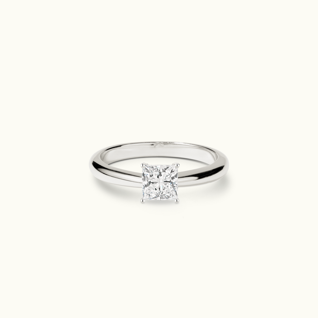 Jewellers District's Diamond Engagement Ring with Tapered Band in 14k White Gold, Princess