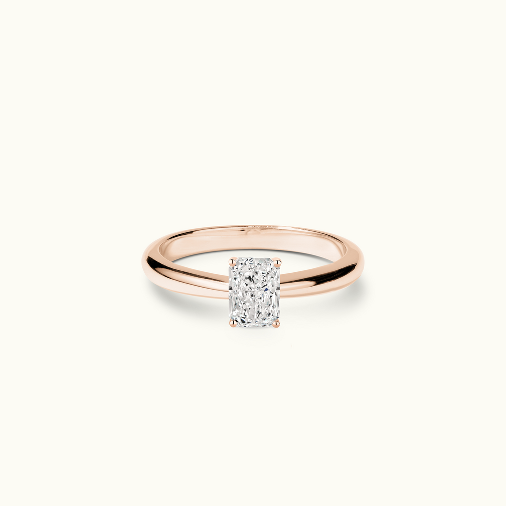 Jewellers District's Diamond Engagement Ring with Tapered Band in 14k Rose Gold, Radiant