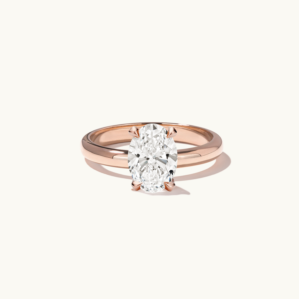 Jewellers District's Diamond Engagement Ring with Thick Band in 14k Rose Gold, Oval