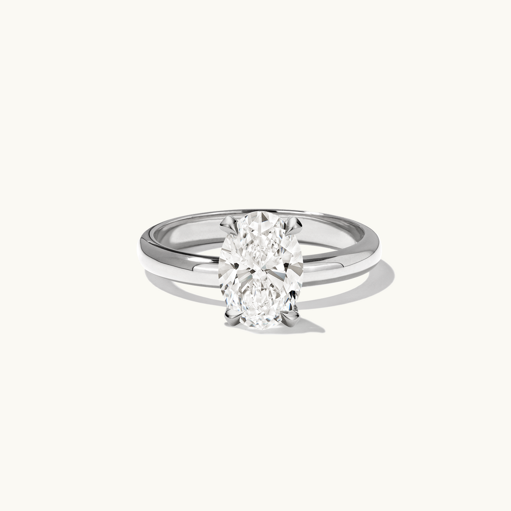 Jewellers District's Diamond Engagement Ring with Thick Band in 14k White Gold, Oval