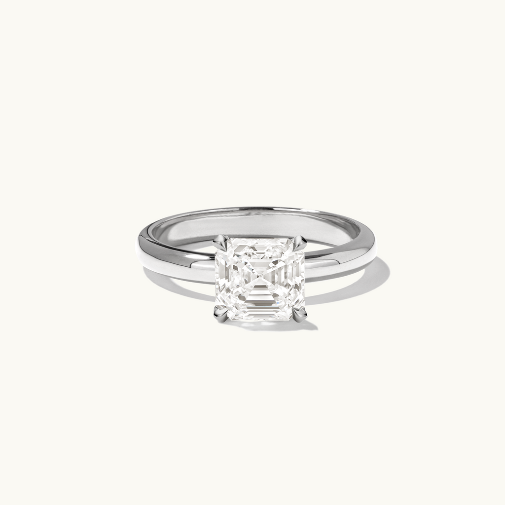 Jewellers District's Diamond Engagement Ring with Thick Band in 14k White Gold, Asscher