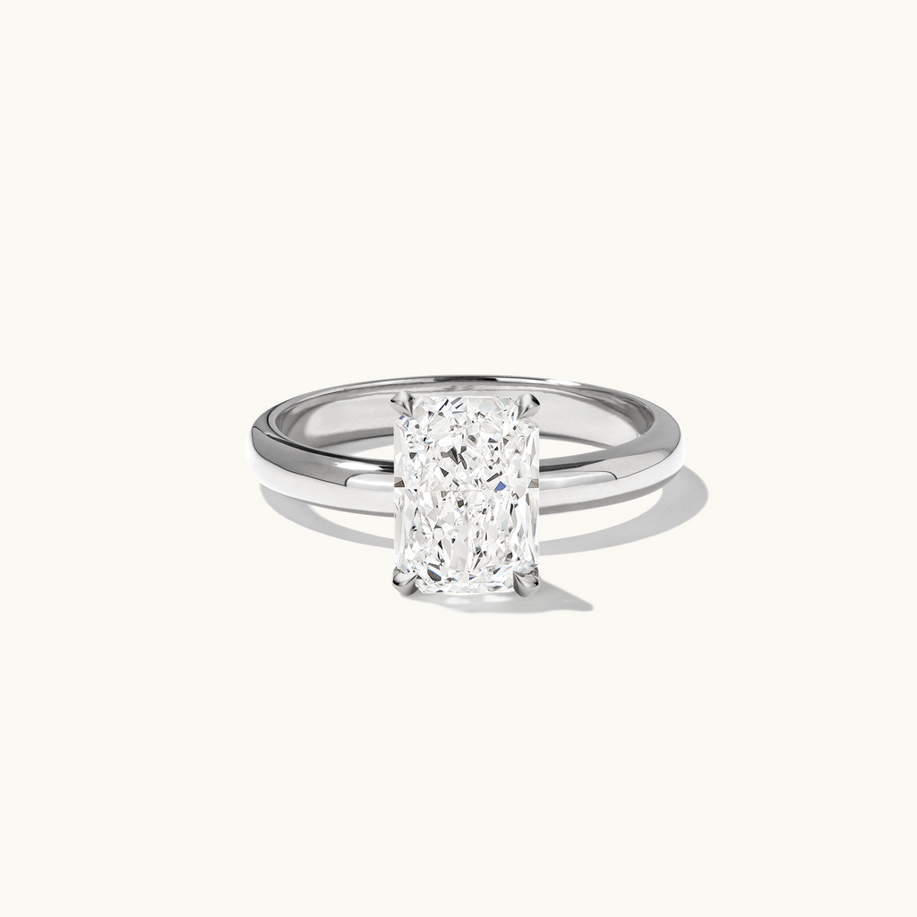 Jewellers District's Diamond Engagement Ring with Thick Band in 14k White Gold, Radiant