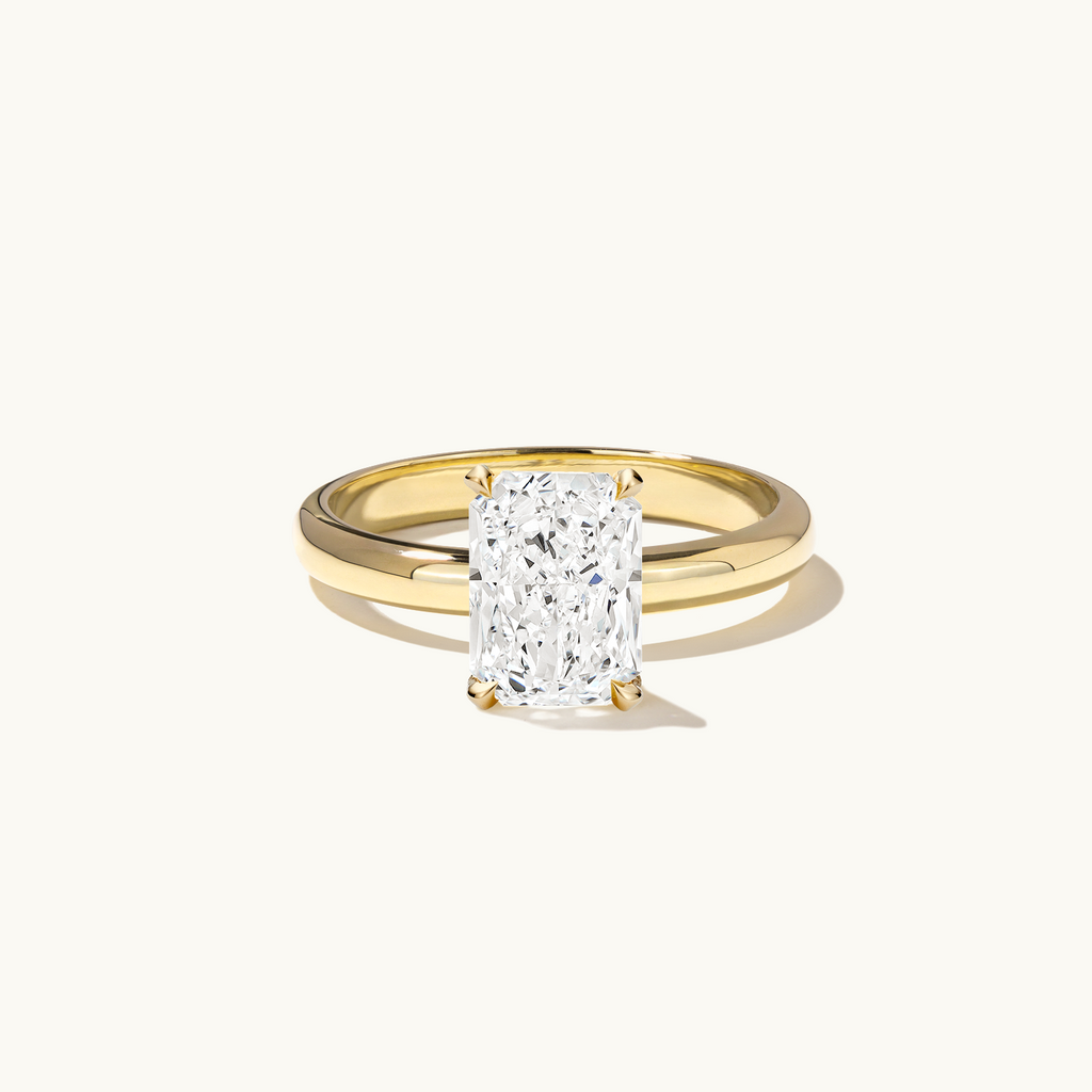 Jewellers District's Diamond Engagement Ring with Thick Band in 14k Yellow Gold, Radiant