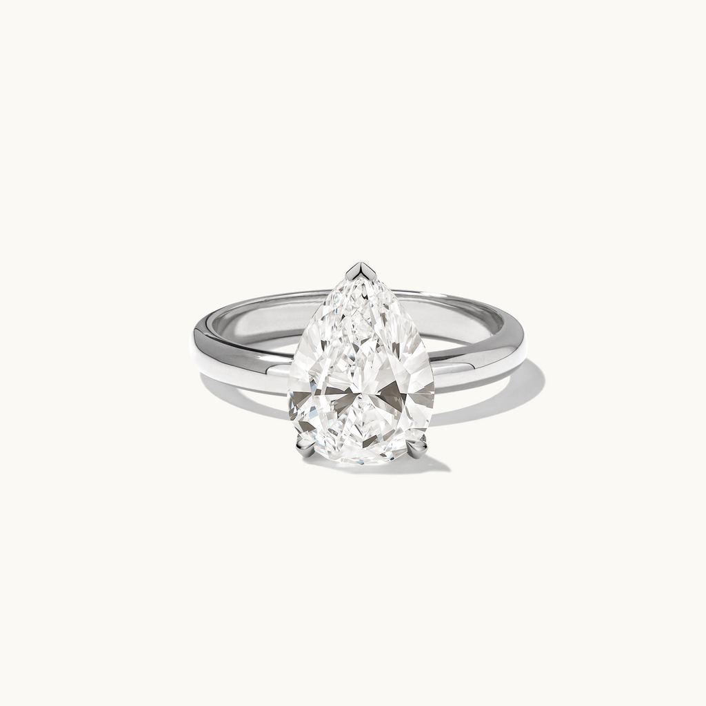 Jewellers District's Diamond Engagement Ring with Thick Band in 14k White Gold, Pear