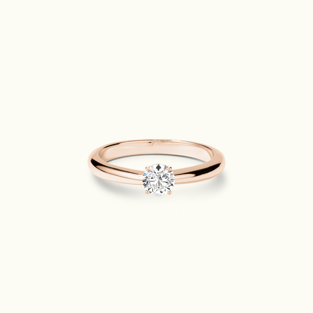 Jewellers District's Diamond Engagement Ring with Tapered Band in 14k Rose Gold, Round