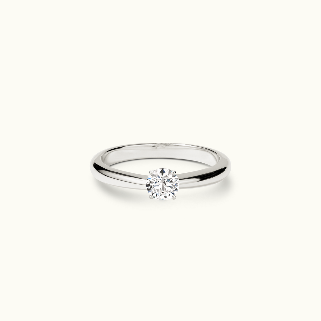 Jewellers District's Diamond Engagement Ring with Tapered Band in 14k White Gold, Round