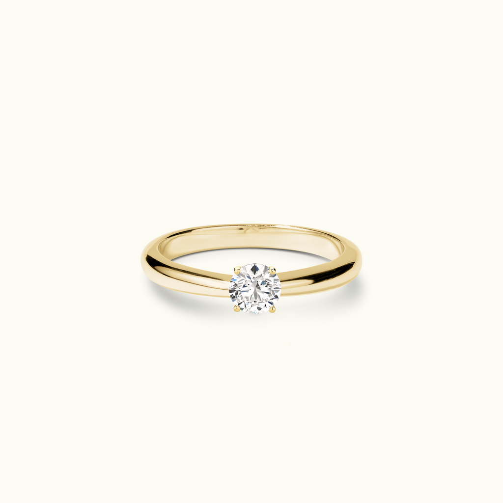 Jewellers District's Diamond Engagement Ring with Tapered Band in 14k Yellow Gold, Round