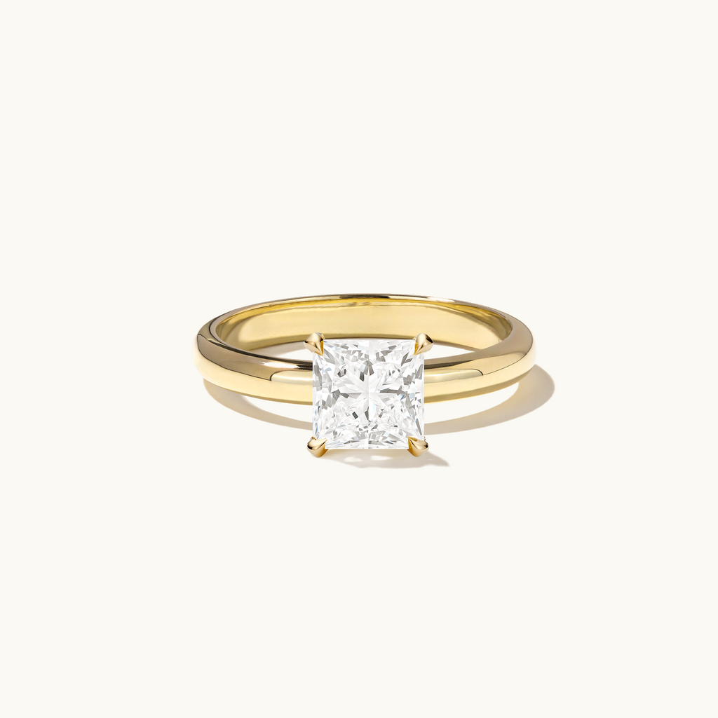 Jewellers District's Diamond Engagement Ring with Thick Band in 14k Yellow Gold, Princess