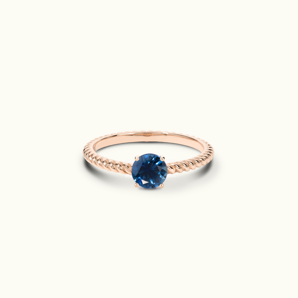 Jewellers District's Twist Royal Sapphire Engagement Ring in 14k Rose Gold, Round