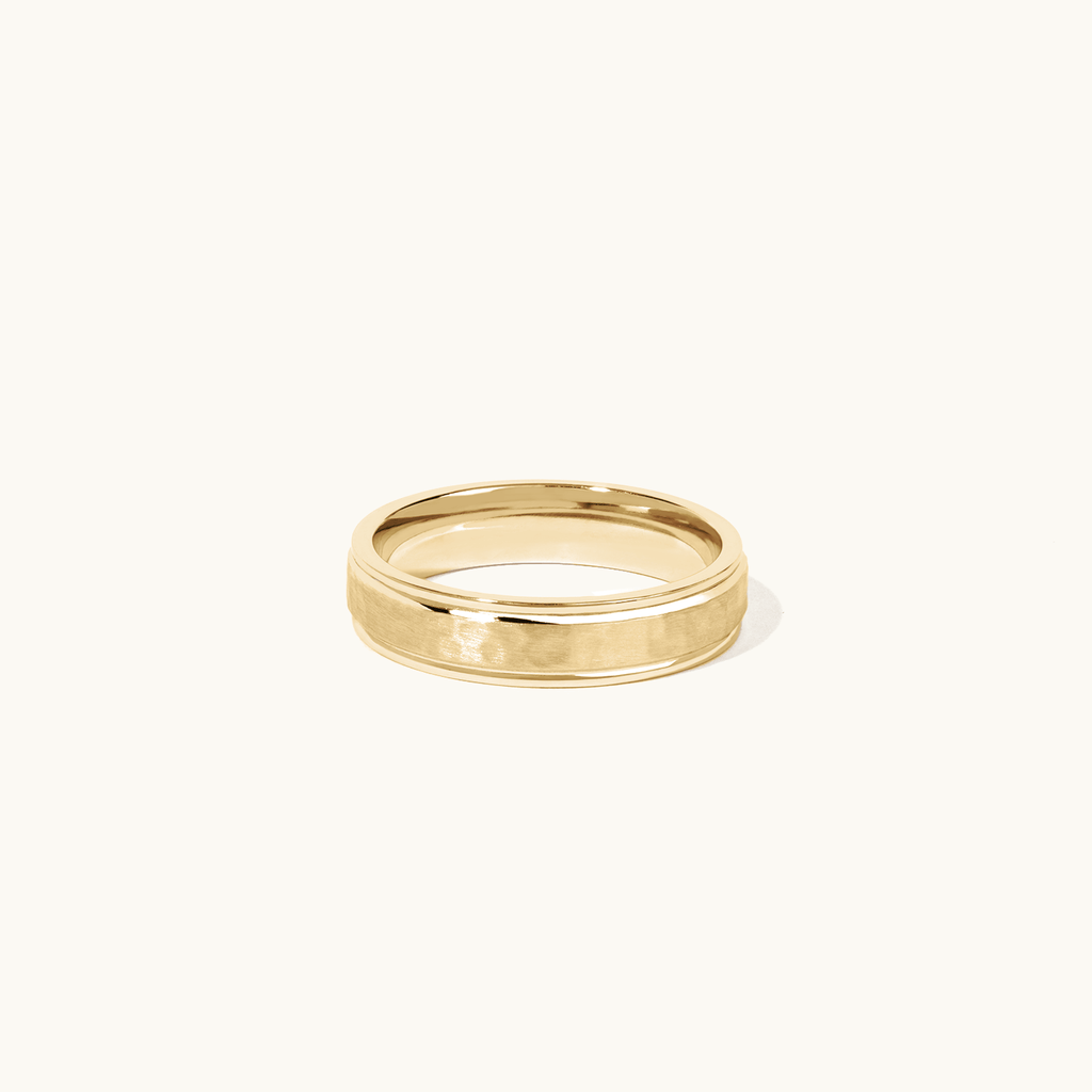 Jewellers District's Hammered Wedding Ring in 14k Yellow Gold