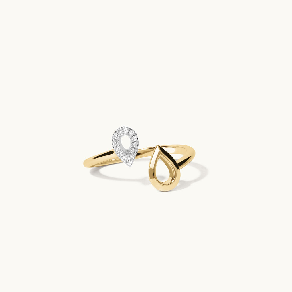 Jewellers District's Pear Drops Wrap Around Ring with Accent Diamonds in 14k Yellow Gold