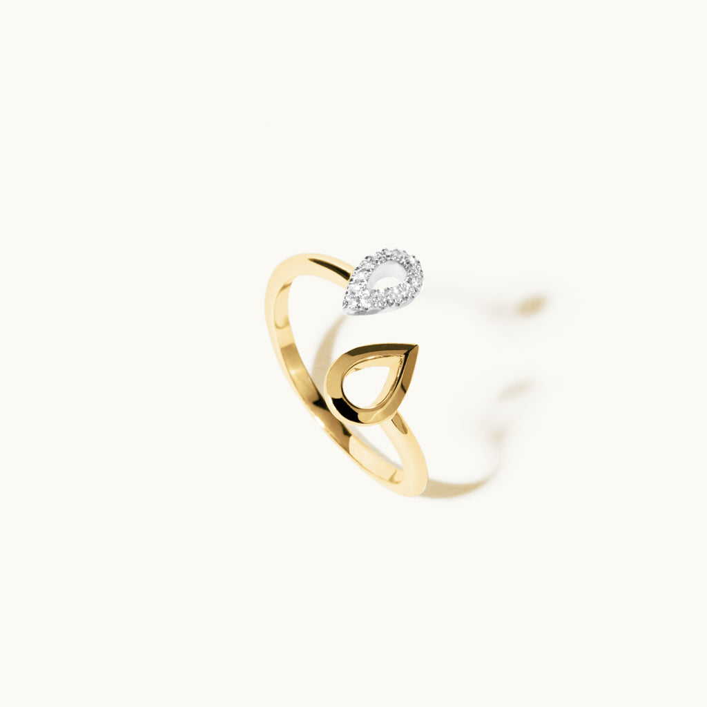 Jewellers District's Pear Drops Wrap Around Ring with Accent Diamonds in 14k Yellow Gold #2