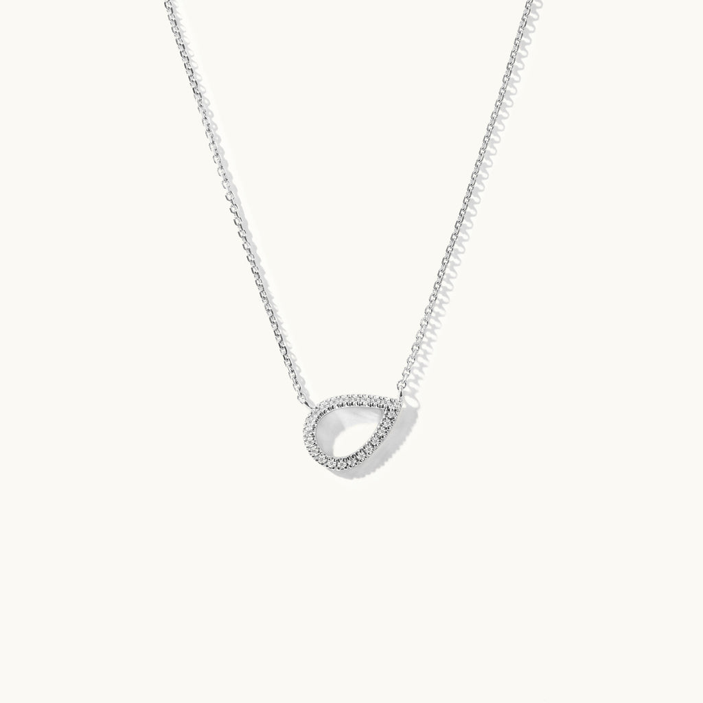 Jewellers District's Pear Diamond Pavé Pendant Necklace in 10k White Gold