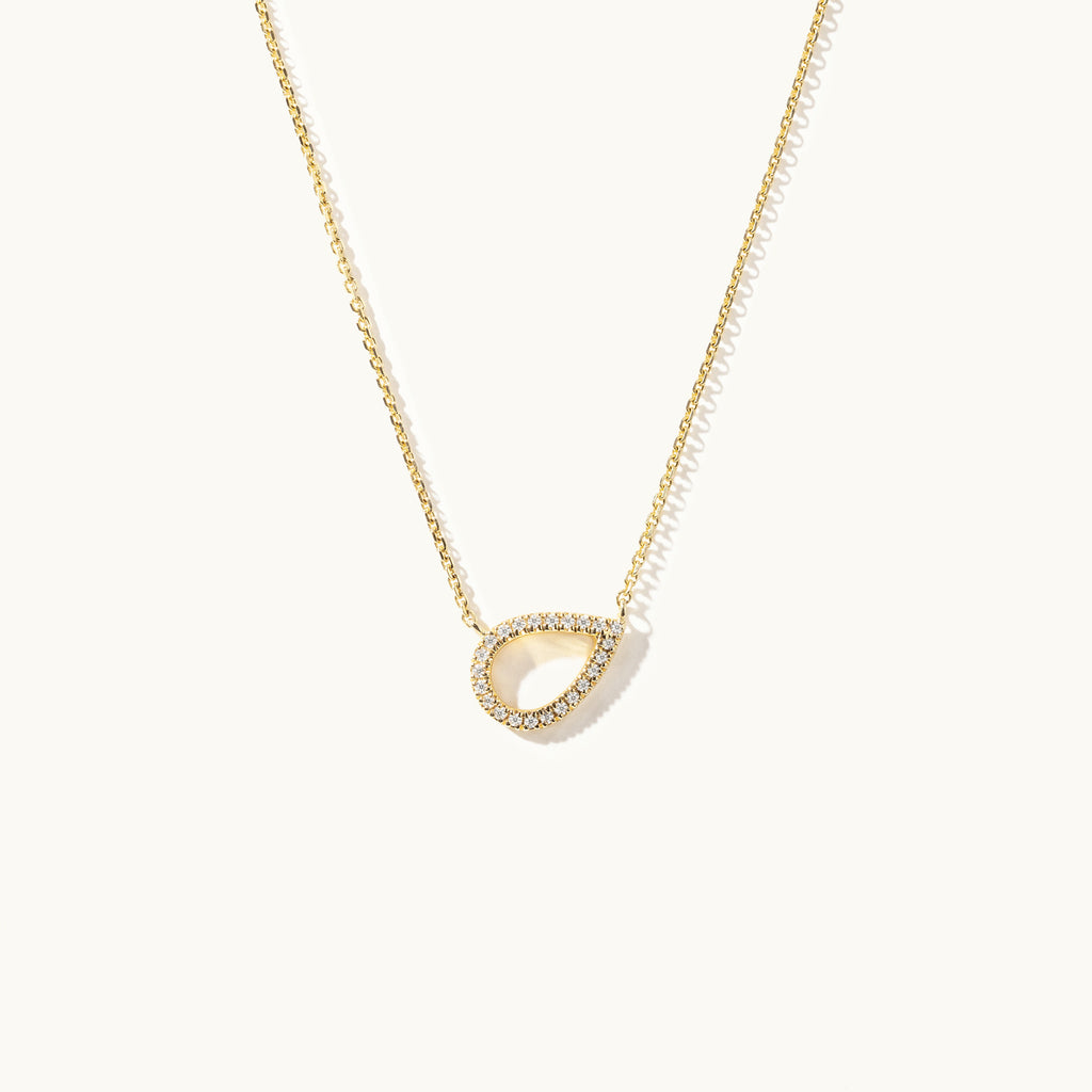 Jewellers District's Pear Diamond Pavé Pendant Necklace in 10k Yellow Gold