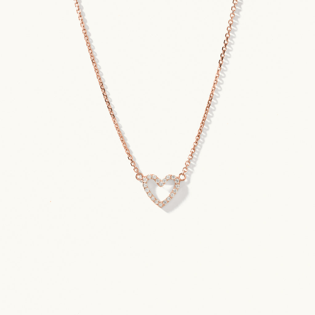 Jewellers District's Heart Diamond Pavé Pendant Necklace in 10k Rose Gold