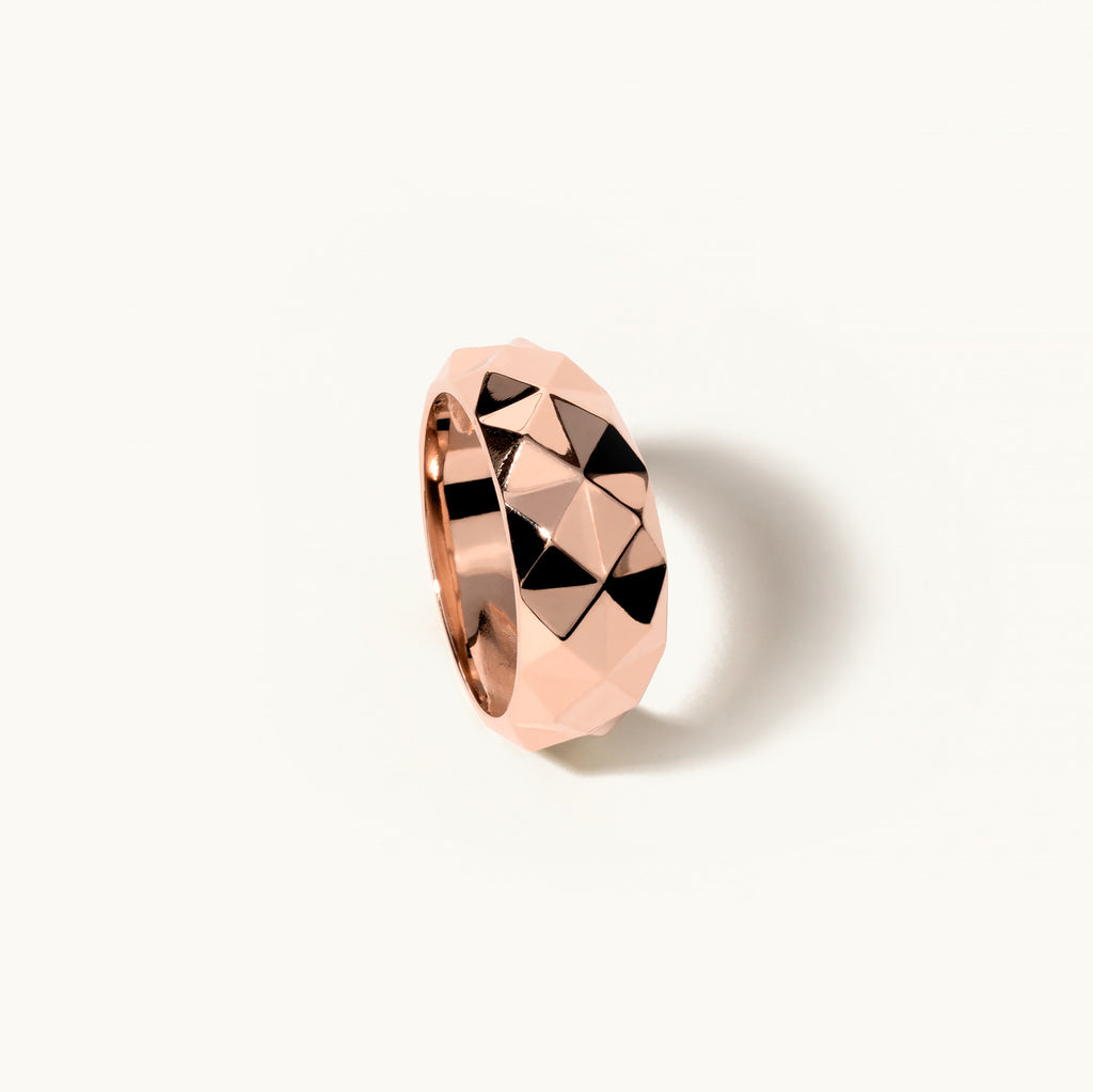 Jewellers District's Faceted Gold Bombe Ring in 14k Rose Gold #2