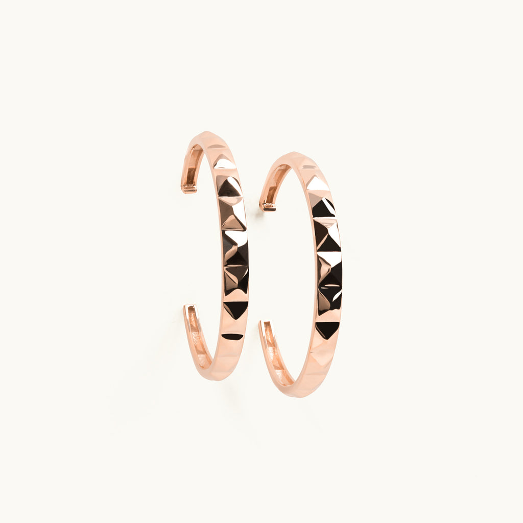 Jewellers District's Faceted Gold Hoop Earrings in 10k Rose Gold