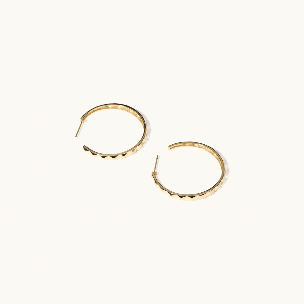 Jewellers District's Faceted Gold Hoop Earrings in 14k Yellow Gold #2