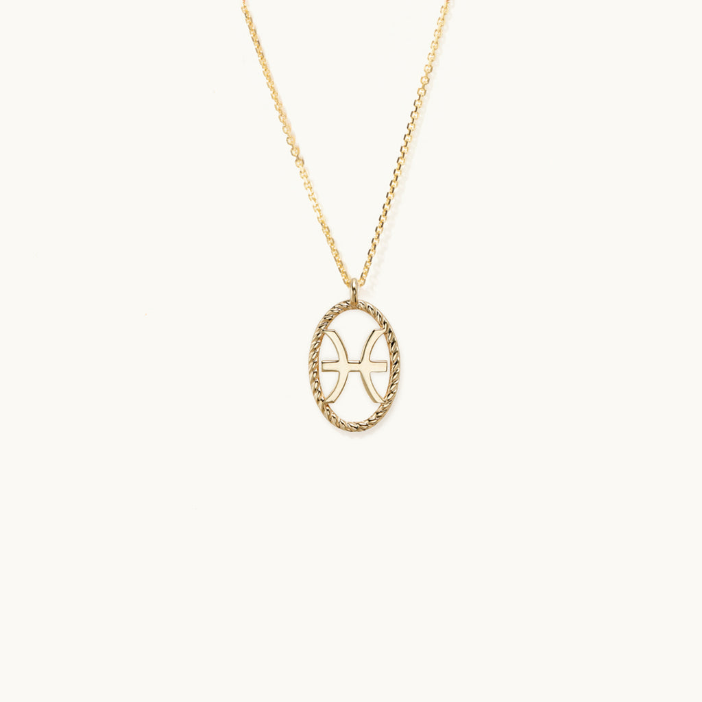 Jewellers District's Gold Zodiac Charm Necklace: Pisces in 14k Yellow Gold