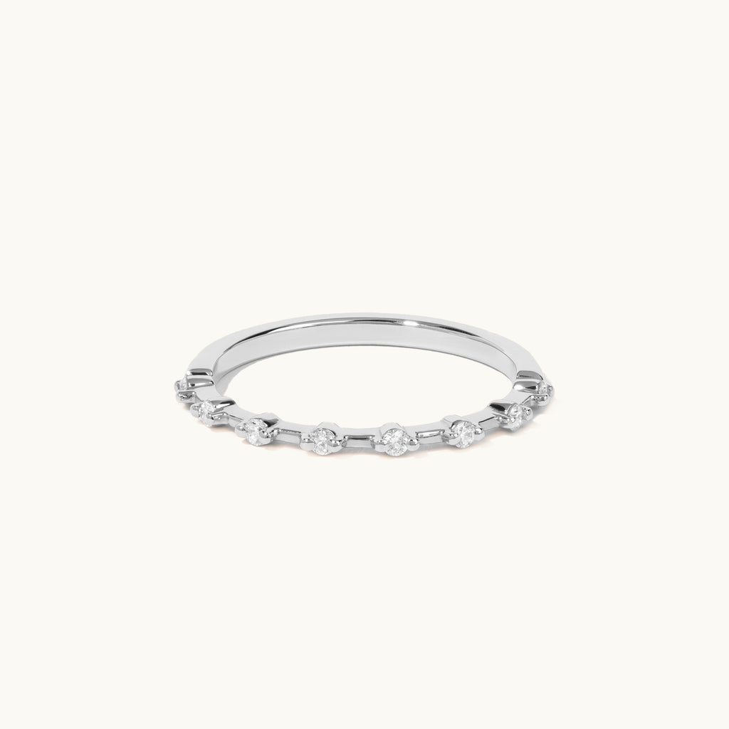 Face view of Jewellers District's Two-Prong Diamond Wedding Ring in 14k White Gold