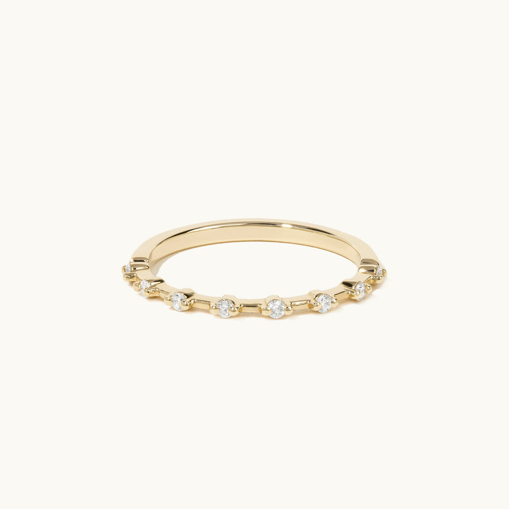 Face view of Jewellers District's Two-Prong Diamond Wedding Ring in 14k Yellow Gold